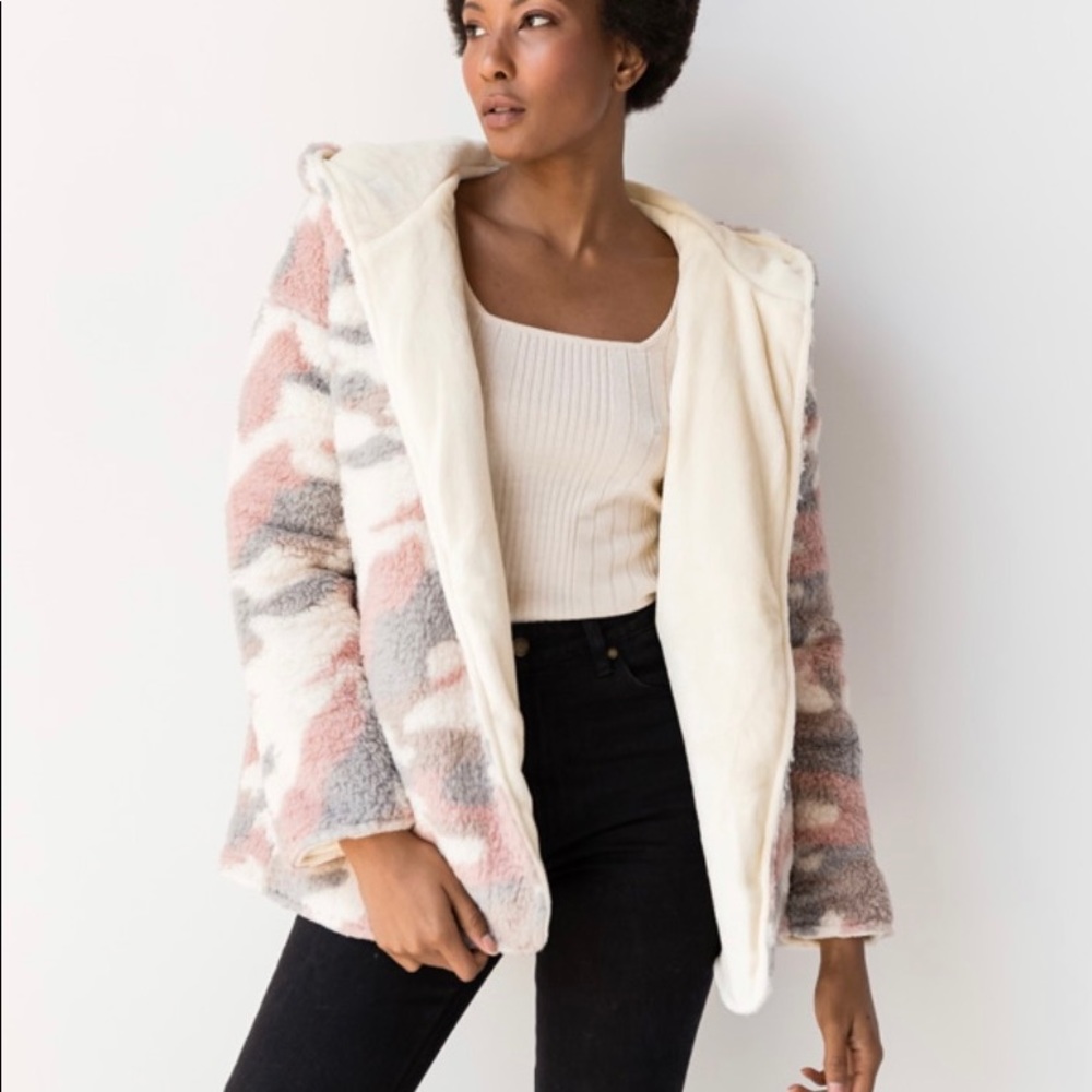 Pink Camo Sherpa Jacket